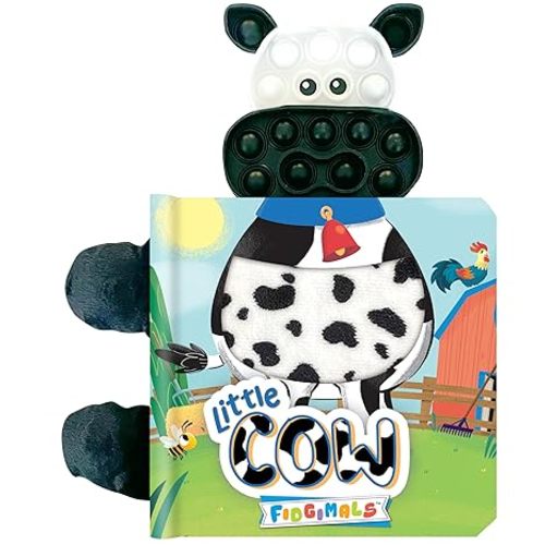 Fidgimals Little Cow Animal Farm Baby Book | Educational Children's Books, Sensory Board Book with Pop It Fidget Toys, Perfect Sensory Toys for ... Baby Books I Your Sensory Fidget Farm Friend