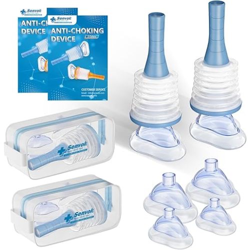 Senvok Choking Rescue Device (2 Sets) - FSA HSA Eligible - Home Kit & Travel Kit - Anti Choking Device for Kids and Adults, Portable Airway Suction Device, Choking First Aid Device
