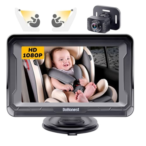 DoHonest Baby Car Camera HD 1080P - Rear-Facing Car Baby Monitor with Night Vision, Adjustable View Angle, Easy Setup, Anti-Glare Display, Safety for Kids & Infants