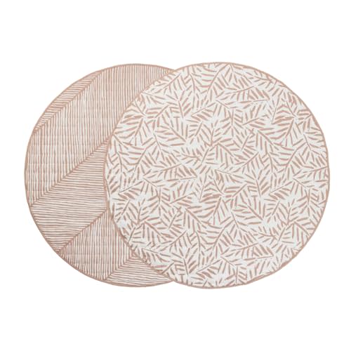 Toddlekind Organic Cotton Reversible Play Mat – 48" Handmade Blanket for Floor Activities, Tummy Time, Nursery Decor, and Family Comfort 0m+ Sea Shell (Pink)