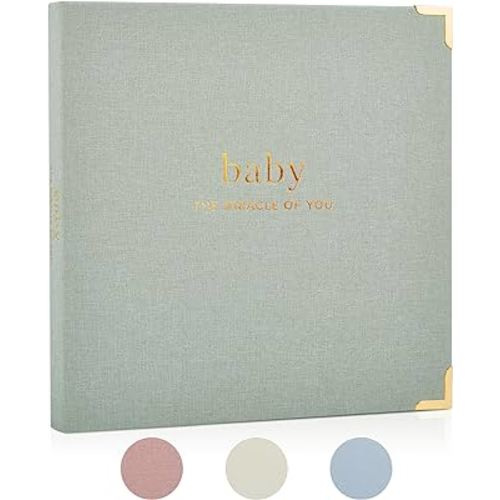 Keepsake Baby Memory Book for Boys and Girls – Timeless First 5 Year Baby Book – Gender Neutral Sage Baby Journal Scrapbook or Photo Album - A Milestone Book to Record Every Event from Birth to Age 5