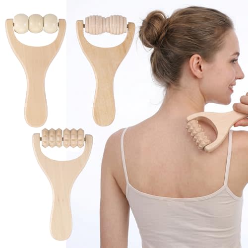 3Pcs Wooden Massage Tools - Handheld Wooden Massage Roller for Full Body Muscle Men Women