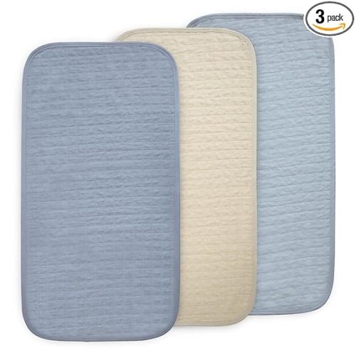 mushie Water Repellent Changing Pad Liners | Made with Organic Cotton | Set of 3 (Blue Combo)