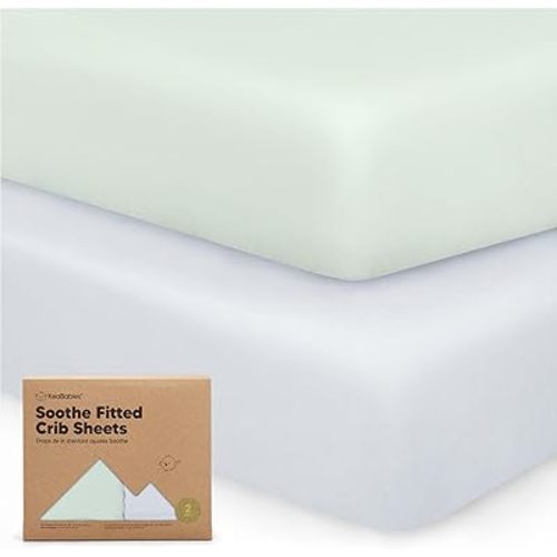 KeaBabies 2-Pack Organic Crib Sheets for Boys, Girls - Fitted Crib Mattress Sheet Neutral, Breathable Jersey Cotton Cover for Baby Bed, Toddler Mattress, Soft & Cute Prints (Cove)