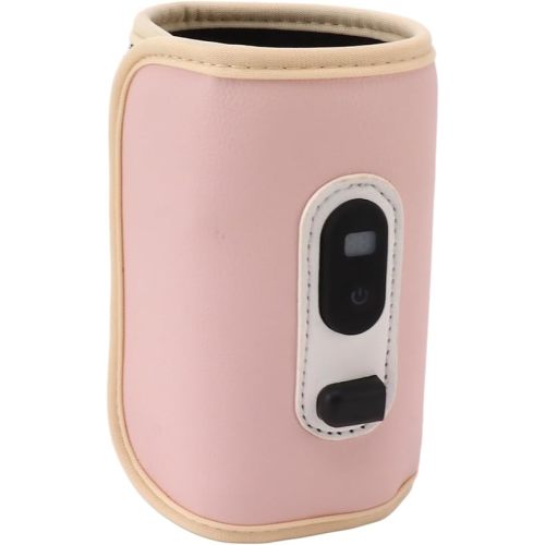 Baby Milk Bottle Warmer, Digital Display 5 Speeds Portable USB Heat Keeper for Milk Breastmilk Water (Pink)