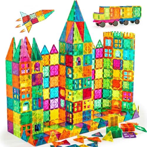 Anbalulu Magnetic Building Tiles, 134PCS Large Magnet Building Set,Magnetic Blocks, 3D STEM Stacking Toys, Magnets Toy for Kids Boys Girls