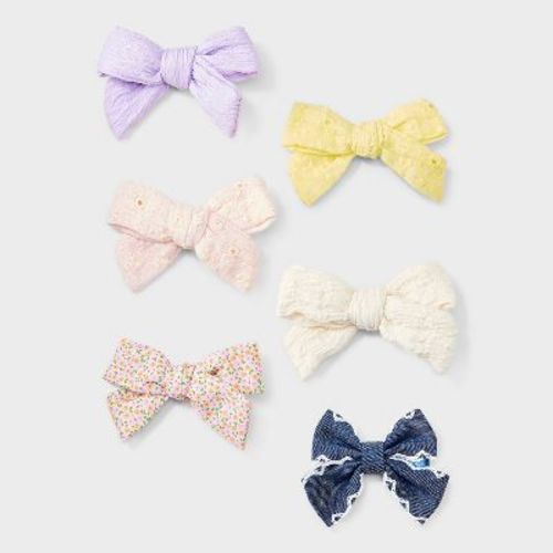 Girls' 6pk 'Crinkled/Ditsy' Bows - Cat & Jack™: Hair Styling, Fashion, Recycled Polyester
