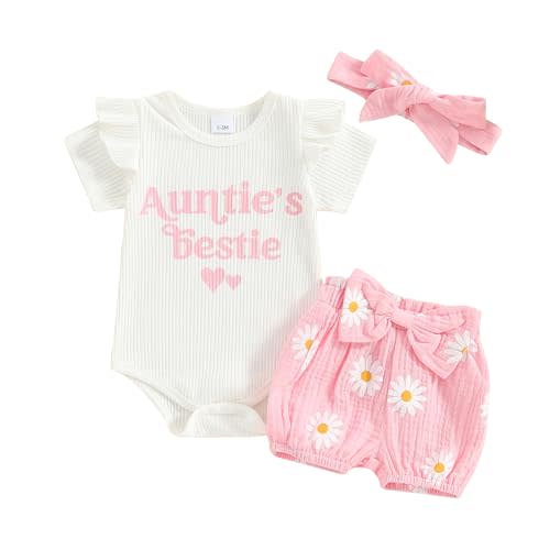 BeQeuewll Baby Girls Summer Outfits Short Sleeve Letter Romper with Baseball Print Skorts and Headband and Socks Set