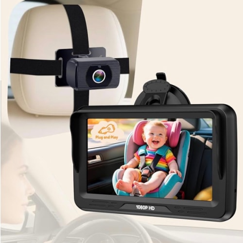 Rohent Baby Car Camera HD 1080P - Rear-Facing Infant Monitor with Night Vision Car Camera for Baby 150° Wide-Angle Lens Anti-Glare Screen Easy Install 360° Adjustable Display