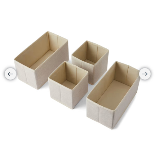 Set of 4 Linen Look Drawer Organisers