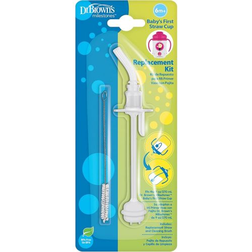 Dr. Brown's Baby's First Straw Cup Straw Replacement Kit with One Straw and One Cleaning Brush, BPA Free