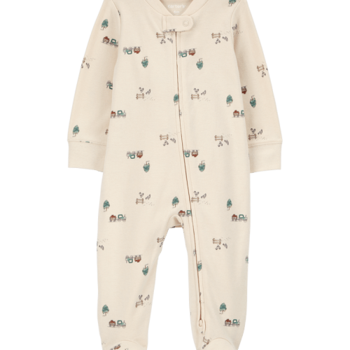 Khaki Baby Truck Print 2-Way Zip Cotton Sleeper Pyjamas | Carter’s Oshkosh Canada
