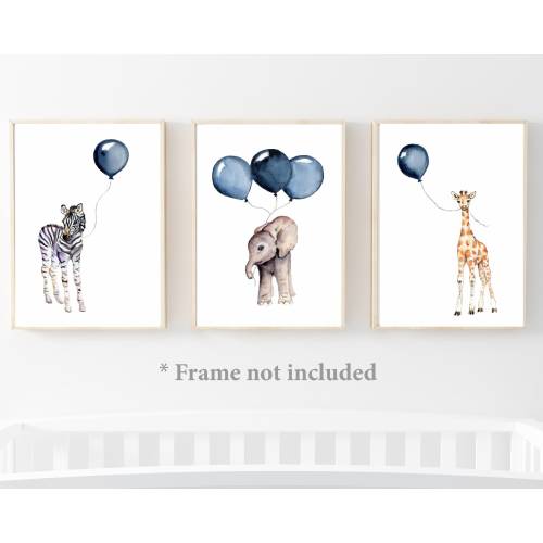 nursery wall art boy nursery decor baby animal prints  baby boy wall decor children's art prints navy blue nursery watercolor set