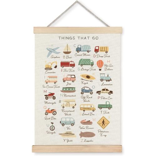 Supwhd Classroom Wall Decor, Vehicle Alphabet Wall Art Poster, Alphabet ABC Educational Poster Wall Art for Toddler Kids Room Playroom Classroom Preschool Decor, 12x16