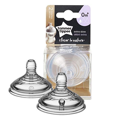 Tommee Tippee Closer to Nature Baby Bottle Nipple Replacement, Extra Slow Flow, 0+ Months, Level 0 – 2 Count