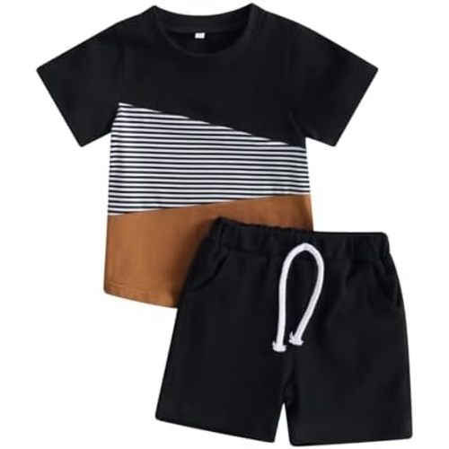 Kids Little Boys' Clothing Sets,Casual Short Sleeve T-shirt and Short Sets Toddler Boys Summer Clothes 2pcs