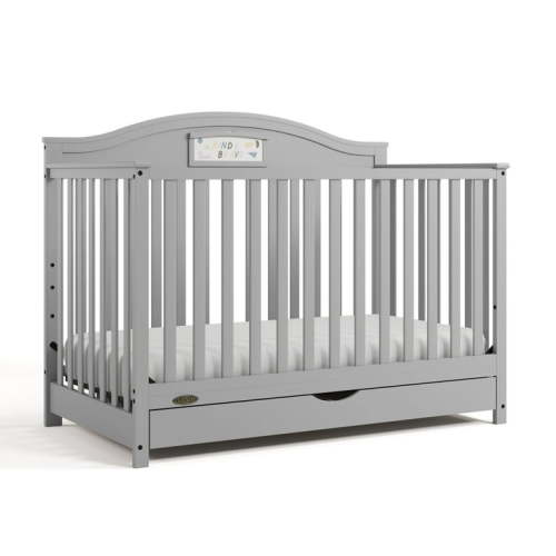 Graco Story 5-in-1 Convertible Baby Crib with Storage Drawer, Pebble Gray