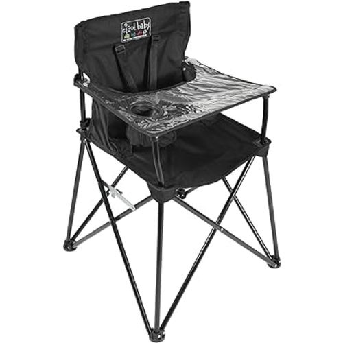 ciao! baby Portable High Chair for Babies and Toddlers, Compact Folding Travel High Chair with Carry Bag for Outdoor Camping, Picnics, Beach Days, and More (Black)