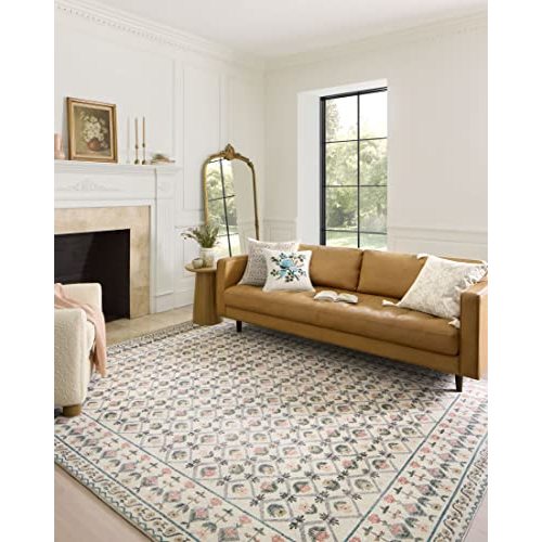 Loloi Rifle Paper Co. Eden Collection EDE-03 Lattice Ivory 8'-6" x 11'-6" Area Rug feat. CloudPile™