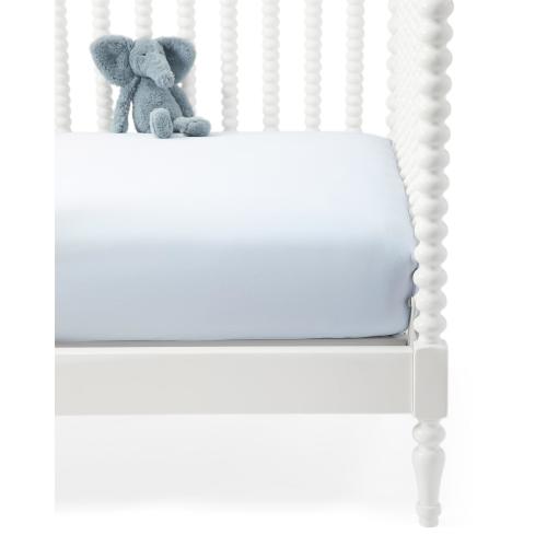 Essential Sateen Crib Sheet in Coastal Blue | Serena and Lily