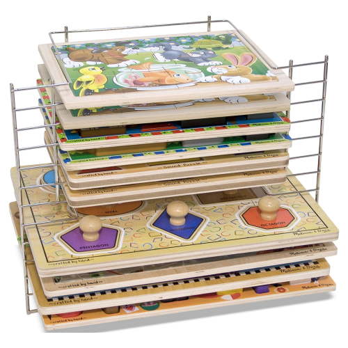 Melissa & Doug, Metal Wire Puzzle Storage Rack, Holds 12 Puzzles