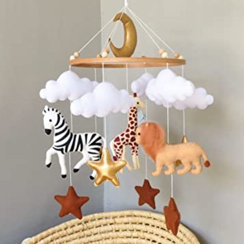 Safari Mobile for Crib Safari Baby Crib Mobile for Boys Girls Animal Baby Mobile for Crib Nursery Mobile for Bassinet