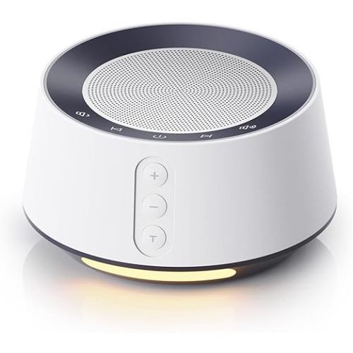 BGOVERSS White Noise Sound Machine with 14 Soothing Sounds and 10 Levels Night Light for Sleeping, 5 Timers and Memory Feature Plug in Sound Machine for Nursery Baby Kids Adults, White