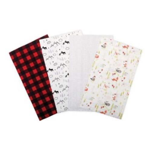 Trend Lab® 4-Pack Buffalo Woodland Flannel Burp Cloth Set in Red/Black - RED/BLACK - 4 PACK