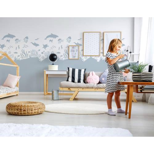 CORAL REEF, Nursery & Kids Room Stencil - Sea life Under The Sea, Wall Mural, Ocean Theme, Painting Home Decor Stencil for any Wall Space