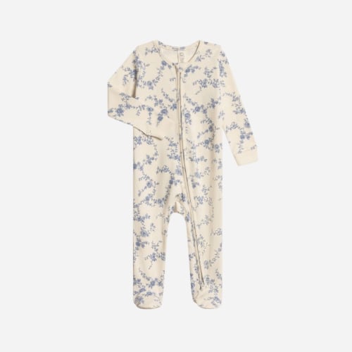 Organic Baby Peyton Footed Sleeper - Serena Floral / Rain