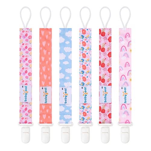 Babygoal Pacifier Clips, 6 Pack Pacifier Holder for Boys and Girls Fits Most Pacifier Styles & Baby Toys and Baby Gift 6PS36