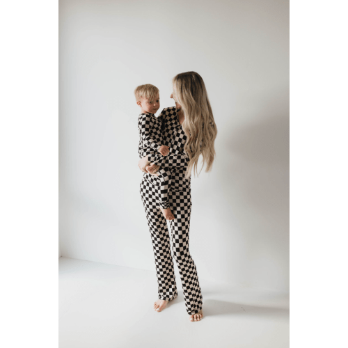 Women's Bamboo Pajamas | Black Checkerboard