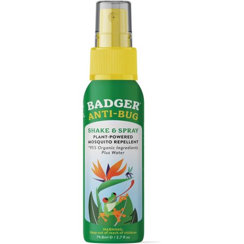 Badger Bug Spray Travel Size, Family Friendly All Natural Mosquito Repellent w/Organic Essential Oils, Smells Great, 3 Hours Effective, Deet-Free, Vegan, Travel Insect Repellent, 2.7 fl oz