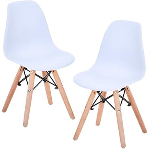 Kids Chair Set of 2, Ergonomic Safe Toddler Chairs Comfy, White Nursery Room Chairs, 2-7 Yr Old Kids Desk Chairs Lightweight Indoor Dining Activity Chair for Children (2, White)