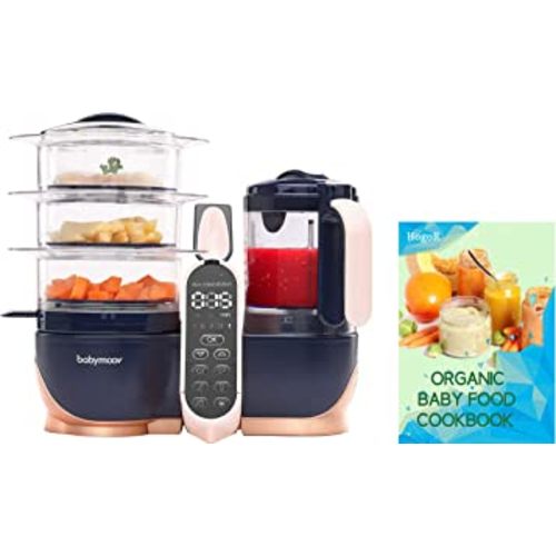 BabyMoov Duo Meal Station, 6 in 1 Touchscreen Baby Food Processor with Steamer | Multi-Speed Blender | Warmer | Puree | Defrosts | Sterilize | 500W Capacity Bundled with HogoR Organic Baby Food Maker Cookbook