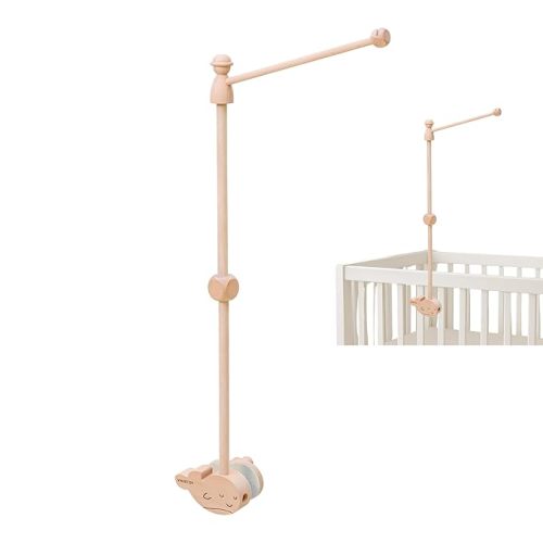 Wooden Baby Crib Mobile Arm, 31 Inch, Solid Beech Wood, 360° Rotatable, Whale Design, Adjustable, Anti-Slip, Mobile Hanger for Crib, Nursery Decor for Boys & Girls, Gift Accessories