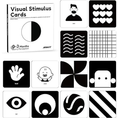 High Contrast Baby Cards Newborn Visual Stimulus Stimulation Black and White Cards Infants Flashcards Learning Cards Babies Gift 0-3Months