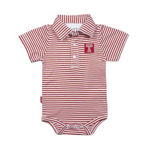 Infant Garb Cherry/White Temple Owls Carson Polo Bodysuit