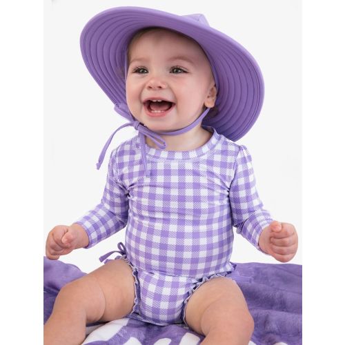 Gingham Long Sleeve One Piece Rash Guard