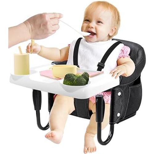 Fader Baby high Chair, Hook on high Chair, Portable High Chair for Travel, High Chair for Table, Portable & Foldable，Suitable for Family and Travel, for Babies 6-36 Months for Eating & Dining (Black)