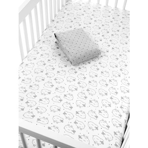Simple Joys by Carter's Baby 2-Pack Cotton Crib Sheets, Sheep/Geo Print, One Size