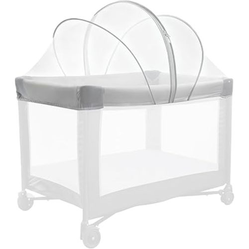 Mosquito Net for Pack N Play, Keep Cats Out, Netting Cover with 2-Way Zipper for Playpen, Foldable with Storage Bag, White