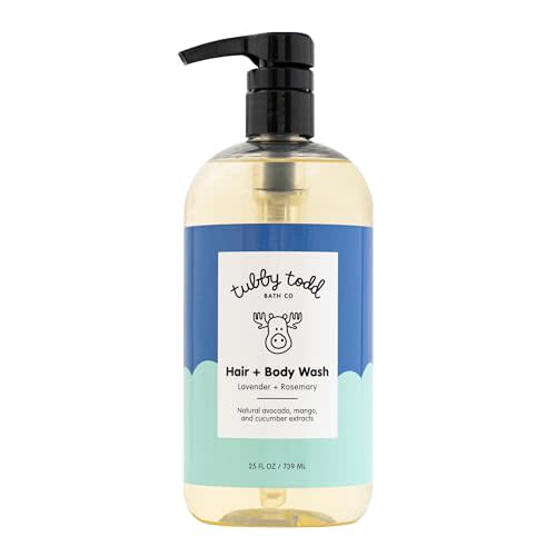 TUBBY TODD Hair + Body Wash - Baby Shampoo and Body Wash - Gentle, Natural Baby Was for Newborns, Babies, and Toddlers - Non-Toxic and Hypoallergenic - Lavender Rosemary, 25oz