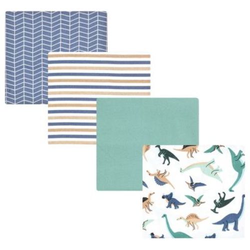 Hudson Baby Boys Cotton Flannel Receiving Blankets, Dino Friends, One Size