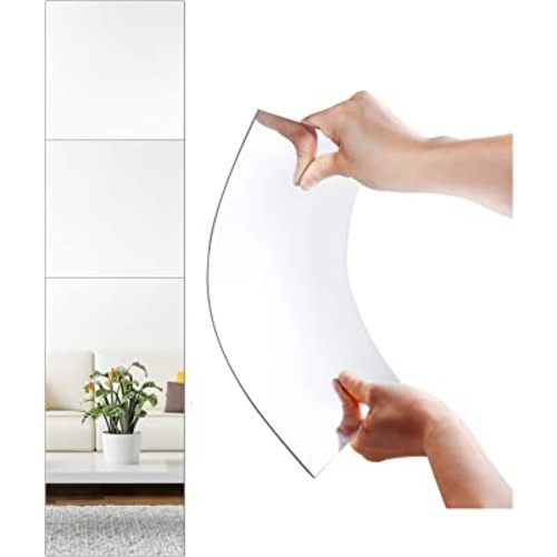 SLDIYWOW Acrylic Full Length Wall Mirror Tiles,12"x 12" x 4 Pcs Shatterproof Mirror Wall-Mounted, Safety Mirror Great for Baby Kids Toddler, Full Body Mirror Tiles for Bedroom, Home Gym, Living Room