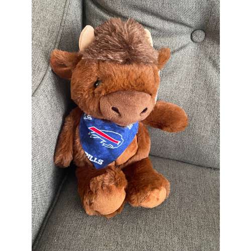 Adorable Stuffed Bison with Buffalo themed bandana (blue) / Extremely soft / Great gifts / Let’s Go!