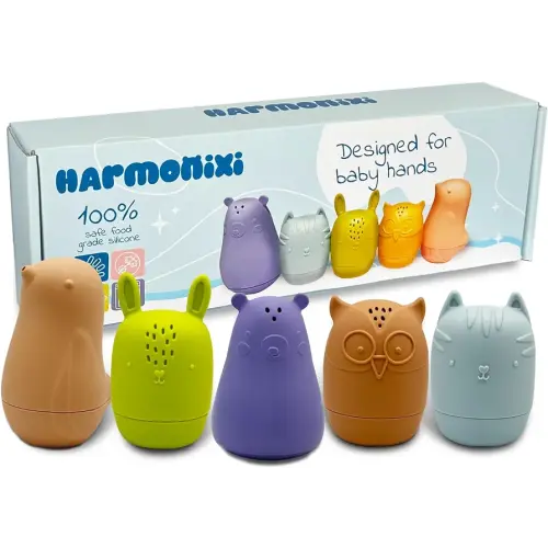 Mold Free Silicone Baby Bath Toys Set, Bathtub Toys for Toddlers, Water Toys, Pool Toy, Dishwasher Safe