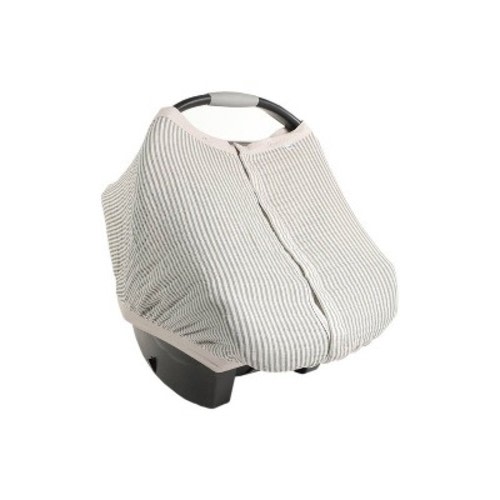 Little Unicorn Cotton Muslin Car Seat Canopy, Gray Stripe