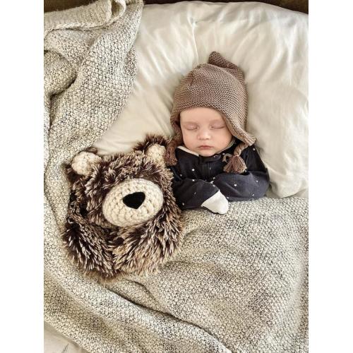 Bear Rug lovey - Brown/Beige Frosted Big Lovey - woodland nursery decor