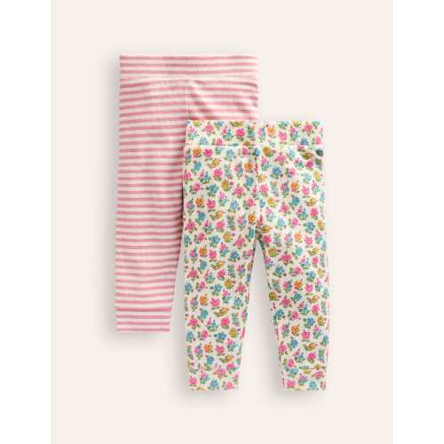 Twin Pack Pointelle Leggings - Almond Pink/Ivory